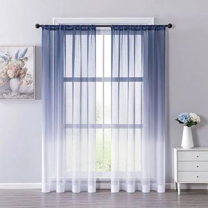 Curtain LISM Gradient Multi Color Tulle Curtains for Living Room Bedroom Organza Voile Curtain Window Treatment Panel Home Decor Drapes 231019