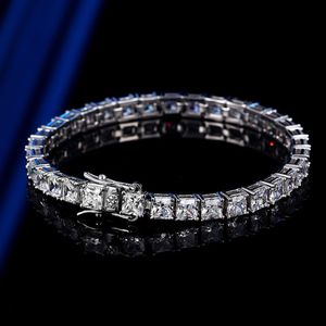 Bangle WPB 925 Sterling Silver Tennis Pulseira Hip Hop Rock 5 mm Quadrado Diamantes Pulseiras Homens e Mulheres Luxo Jóias Casamento 231018