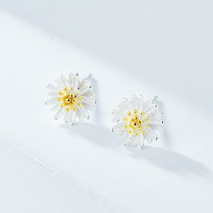 100% Real 925 Sterling Silver Daisy Flower Stud Earrings For Women Fine Jewelry Wholesale YME115