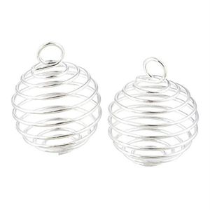 100Pcs DIY Silver Spiral Bead Cages Pendants Jewelry Findings Handmade Components Jewelry Making Charms 15X14MM 25X20MM 30X25MM233o