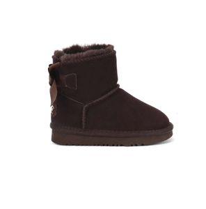 Kinder Bailey 2 Bögen Stiefel Echtes Leder Kleinkinder Schneestiefel Solide Botas De Nieve Winter Mädchen Schuhe Kleinkind Mädchen Boots1150