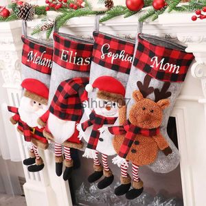 Christmas Decorations Embroidered Name Merry Christmas Family Stockings Personalized Christmas Ornament New Year Gift Socks Home Decoration Pendants x1019