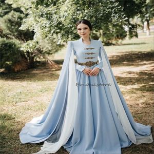 Tradycyjna rosyjska islamska suknia ślubna Muzułmah 2024 Turecki marokański niebieski gruziński średniowiek Viking Pagan Bride sukienka Celti Country Bridal Vestido de noiva