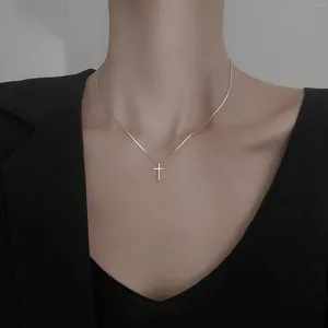 Pingentes na moda 925 prata esterlina cruz colar para mulheres vintage gótico corrente jóias presente
