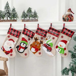 Christmas Decorations Personalized Christmas stockings for children Luxury embroidered Christmas stockings for boys and girls Christmas stockings Red plaid Chr