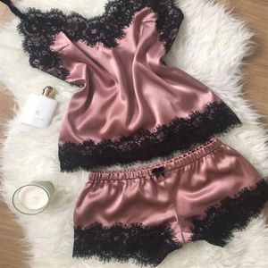 Kadınlar saten iç çamaşırı seksi kolsuz babydoll erotik pijama pijama seti gece deri gece günlüğü plogwear sosu lady2369