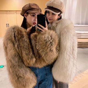 Womens Fur Faux Luxury Coat Winter Long Sleeve Furry Collarless Jacka Female Fluffy Short Overcoats 231018