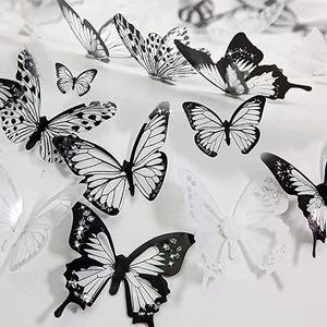 Adesivi murali 36 pezzi Farfalla di cristallo colorato 3D con decalcomania adesiva Farfalle di carta satinata Decorazioni per la casa per bambini Camera da letto per bambini 230819
