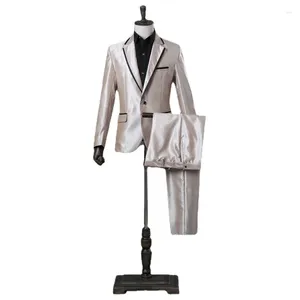 Trajes para hombres Traje de moda de boda para hombres para ropa Sing Breasted Negro Blanco Plata 3 piezas High Street