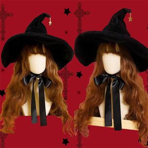 Halloween Toys Retro Witch Hats Masquerade Bandage Bow Wizard Hat Adult Gothic Lolita Cosplay Costume Accessories Halloween Party Dress Decor 231019