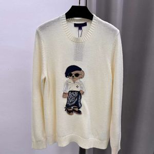 RL Designer Sweater Original Quality Autumn/Winter New Heavy Industry Embroidery Ralp Laurens Sweater Little Bear Doll Cashmere Wool Blended Knit Shirt 987