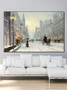 Obrazy Modern City Winter Snow Krajobraz Malanka oleżka na płótnie streszczenie plakaty i wydruki Cuadros Wall Art Pictures dla Livin5423426