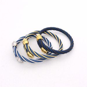 JSBAO MEN Kvinnor Fashion Jewelry Gold Black Blue Color Rostfritt stål Tråd Wild Cable Bangle For Women Gift249b