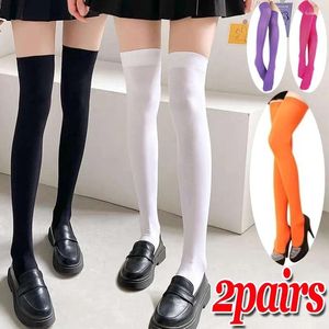Kadınlar çorap kadife çoraplar siyah beyaz kırmızı diz uzun seksi uyluk yüksek çorap kızlar bayanlar bacak sıcak külotlu çorap sıkı