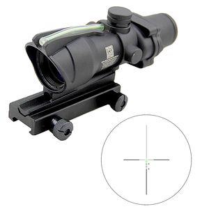 Tactical 4x32 ACOG Fiber Scope Green Illuminated Riflescope Crosshair Reticle Optical Sight Hunting Rifle Weaver Combat Gunsight Airsoft