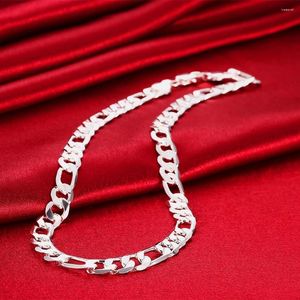 Zincirler 925 STERLING Silver Classic10mm Geometri Zinciri Kolye Erkek Kadın 20/24 İnç Lüks Moda Düğün Aksesuarları Takı Hediyesi