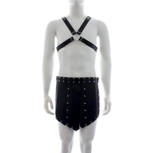 Fetish Uomo Cinture per il corpo in pelle Cinture Regolabili Abbigliamento gay Fascia toracica sessuale Rave Lingerie maschile Per BDSM Bondage Reggiseni sessuali Sets309I