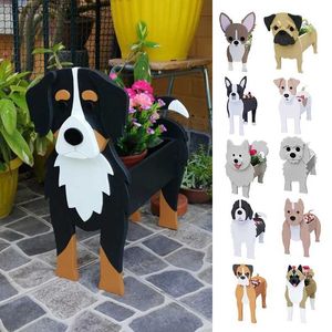 Planters Pots 34x24cm Flower Planter PVC Cute Animal Shaped Pet Dog Potted Garden Yard Decoration Plant Container Holder Outdoor Indoor Plants YQ231019