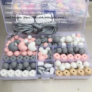 Grânulos de silicone chupeta clipe eco bebê dentição contas conjunto enfermagem diy mastigar jóias silicone bebê mordedor colar257q