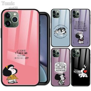 Cell Phone Cases Mafalda Hot Sale Fitted Case foriPhone 11 12 Pro XR 6 6S 7 8 Plus X XS MAX Tempered Glass Mobile Phone Shell CoverL231019