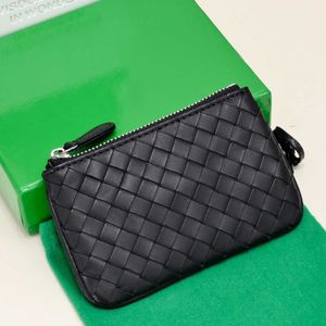 men luxury wallet women mini purse designer key pouch 5A genuine leather key holders woven change purses small pocket with box
