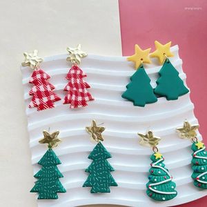 Kolczyki świąteczne świąteczne cukierki trzcina trzcinowa dla kobiet drzewa płatki śniegu gliniane wisidanta biżuteria Whelelsale