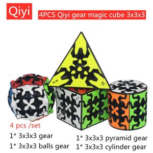 Magic Cubes 4 Pcs/set QiYi Magic cube Gear 3x3x3 Pyramid Gear cube Qiyi 3x3 Puzzle cubo magico Qiyi Gear cube Game cube Educational Toys 231019