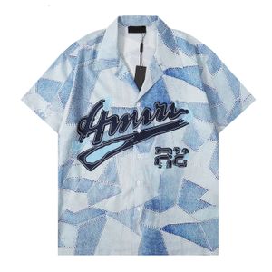 Camisa havaiana de manga curta masculina moda floral impressão sarja de seda camisa de boliche camisas casuais dos homens camisa de vestido de verão M-3XL