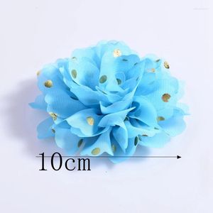 Decorative Flowers 30PCS 10cm Big Chiffon For Wedding Embellishment Fabric With Gold Dot Festive & Party Supplies