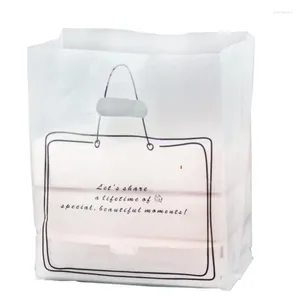 Present Wrap 50st Portable Plastic Baking Bag Cake Bröddessert Sallad Matförpackning Takeaway Påsar