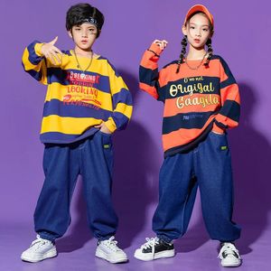 Jeans Große Jungen Mädchen Lose Jeans Kinder Lässige Mode Denim Hosen Kinder Streetwear Hip Hop Weite Bein Jeans Hosen und Streifen Top 231019