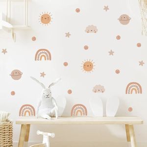 Wall Stickers Cartoon Cute Rainbow Sun Watercolor Nursery Removable Decals Art Print Kids Boys Room Interior Home Decor 230819