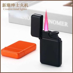 Tändare Metal Jet Red Flame Glow in the Dark Cigar Lighter Refillable Butane Justerbar flamma Portable Windproof No No Gas Lighter Gift Formen