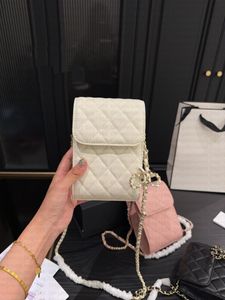 Borsa caviale mini catena con fibbia in metallo borsa a tracolla da donna con motivo diamante borsa per cellulare