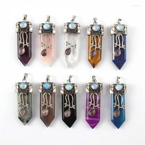 Hänge halsband 24pieces naturliga ametister ädelsten stor spetsig svärd pil form healing crystal amulet stenhängen bulk för 238d