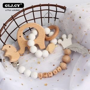 Succhietti Massaggiagengive Set sonagli personalizzati per bambini Set animale Alce Amigurumi Elefante Massaggiagengive Porta ciuccio in legno CatenaBPA Giocattoli infermieristici gratuiti 231019