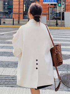 Женские костюмы LANMREM, офисный женский однотонный пиджак, женский двубортный пиджак с зубчатым воротником и пуговицами на спине, осень 2023, 22383