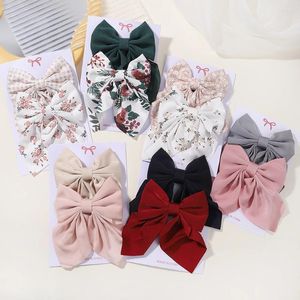 Hair Accessories 2Pcs/set Girls Sweet Bowknot Clips Delicate Cheer Up Print Hairpins Barrettes Duckbill Hairgrip Headwear