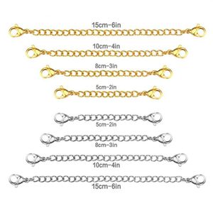 Chains Whole 8pcs lot 316L Plating Extended Chain Necklace Stainless Steel Rolo Gold Color 2 3 4 6 Inch ChainChains2590