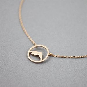 Rose Gold Range Mountain Necklace Women Simple Jewelry Bridesmaid Gift Rostfritt stål Choker Circle Pendant Collare Femme 2020267D