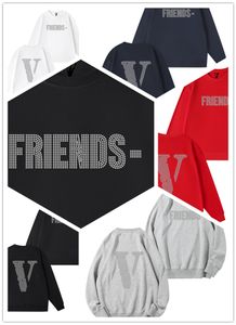 Vlone American Fashion Apparel Brand Phoodie Mens Womens Round Neck Cotton LED SLEEVED COLOR BIG Vレターバックプリントストリートホップトップスウェットシャツハンサム