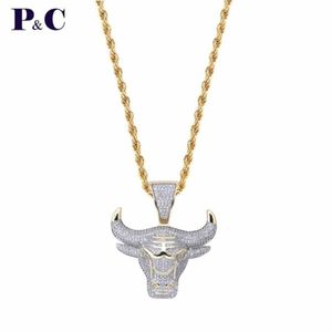 Collana con ciondolo Bull Demon King con zirconi cubici duraturi ghiacciati Tennia Catena Gioielli Hip Hop per uomo Catene292s