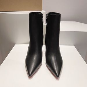 2023 Luxus Winterstiefel Damen Stiefeletten Condora Booty 85mm Stiefel mit niedrigem Absatz Kalbsleder Echtleder und Veau-Velours Kleidpumps mit Box 35-43EU