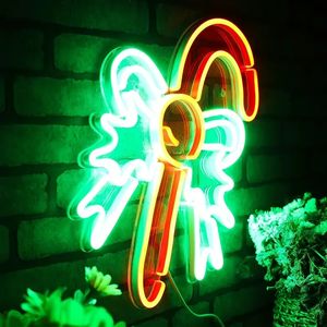 Insegna al neon LED in silicone Christmas Candy Flex da 1 pezzo, luci decorative multiuso montate a parete, alimentate tramite USB, verde rosso