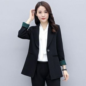 Ternos femininos femininos 2023 primavera outono feminino médio longo fino pequeno terno jaqueta feminina coreano estilo britânico on-line celebridade solta