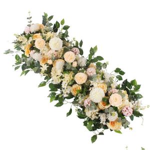 Decorative Flowers & Wreaths Upscale Artificial Silk Peonies Rose Flower Row Arrangement Supplies For Wedding Arch Backdrop Centerpiec Dhjob