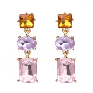 Dangle Earrings Korean Imitation Pearls Asymmetrical Purple Red Crystal For Women Trendy Pendientes Mujer