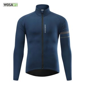 Cykeljackor Wosawe Men'sThermal Winter Cycling Jacket Fleece Foder Long Sleeve Jersey Windproof Running Ciclismo Cycling Clothing 231018