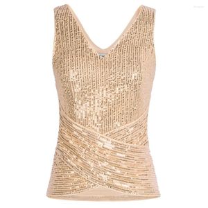 Kadın Tankları Kadın Tank Tops Sequined Party Sleecess V-Neck V-Back Cross Bel High Street Harajuku Kadın Top Mujer