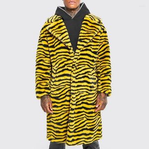 Rów męski Płaszczy Fur Fur Downbreaker for Men Bright Zebra Wzorka Moda Street Moda Osobowość Jesień i Zimowy styl